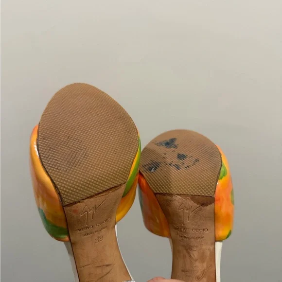 Vintage Giuseppe Zanotti Orange and Green Mules - Picture 4 of 5
